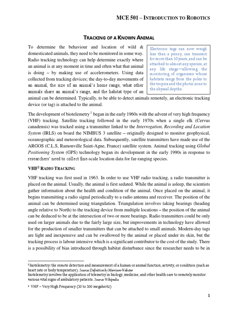 Tracking of A Known Animal | PDF | Telemetry | Radio