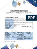 Guía de Actividades y Rúbrica de Evaluación Fase 2 Preparar y Presentar Un Informe Con La Solución de Cada Uno de Los Modelos de Inventario Determinísticos