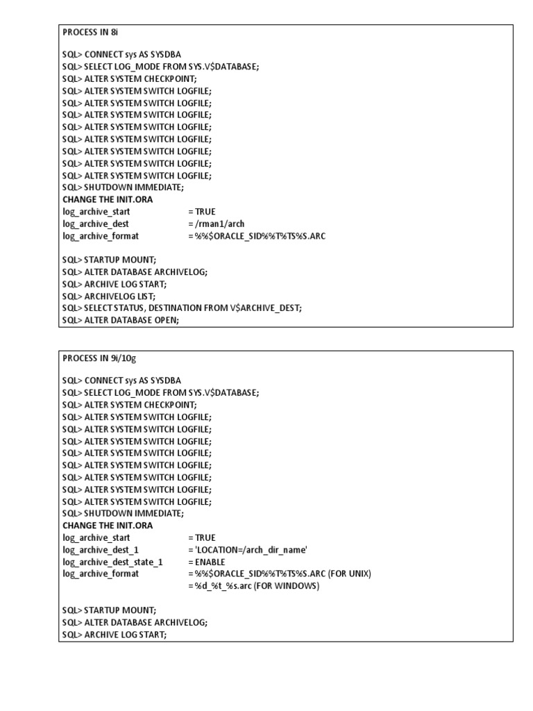 Archive Log Mode | PDF | Software Development | Computer Data