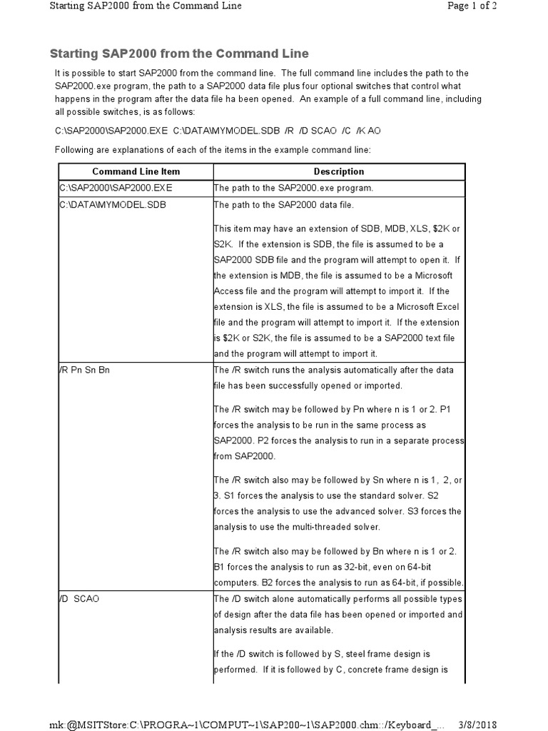 SAP2000 Command Line | PDF | Command Line Interface | Microsoft Excel