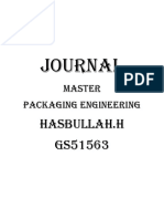 Journal: Master Packaging Engineering