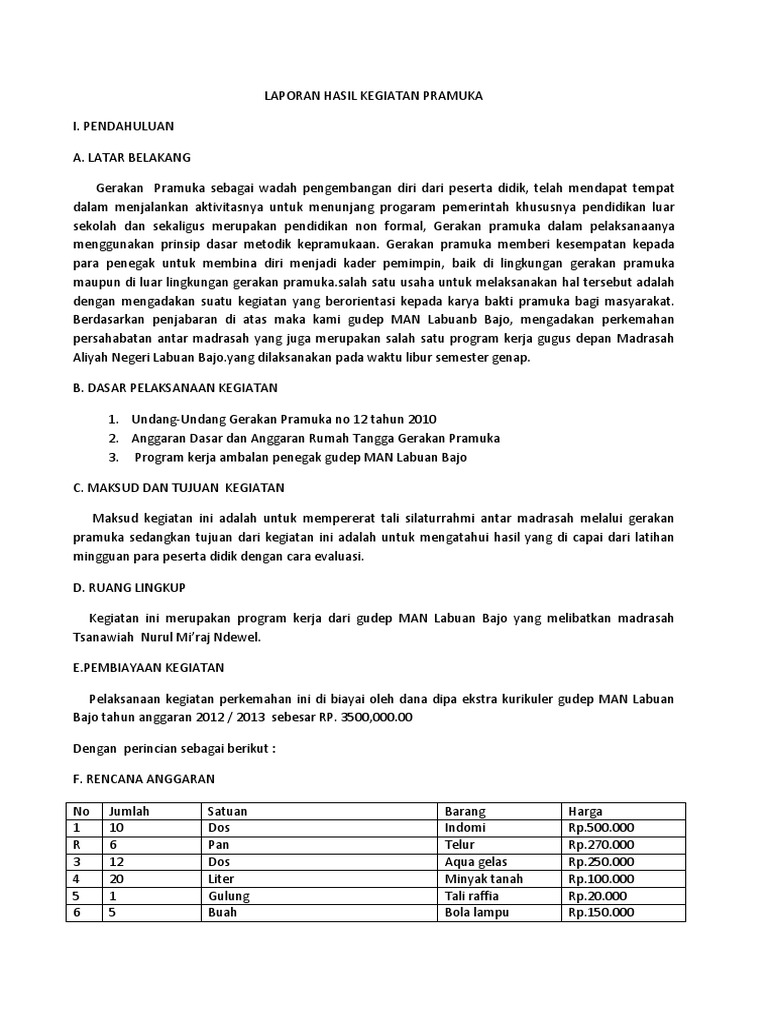 Laporan Hasil Kegiatan Pramuka