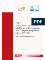 Estimaciones y proyecciones de población departamental 1995-2025