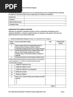 ISA Leadership Development Certificate Program Application Form