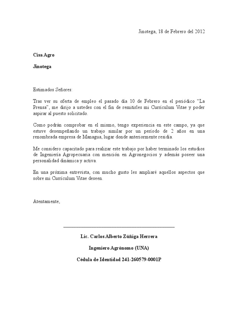 Carta de Solicitud de EmpleoModelo PDF