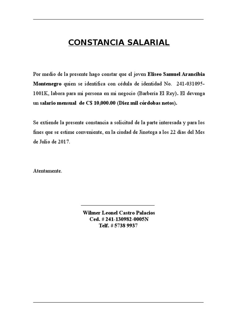 Constancia Salario Modelo