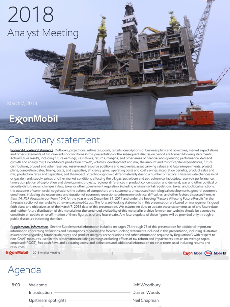 Exxon 2018 Analyst Meeting Presentation Oil Refinery Exxon Mobil