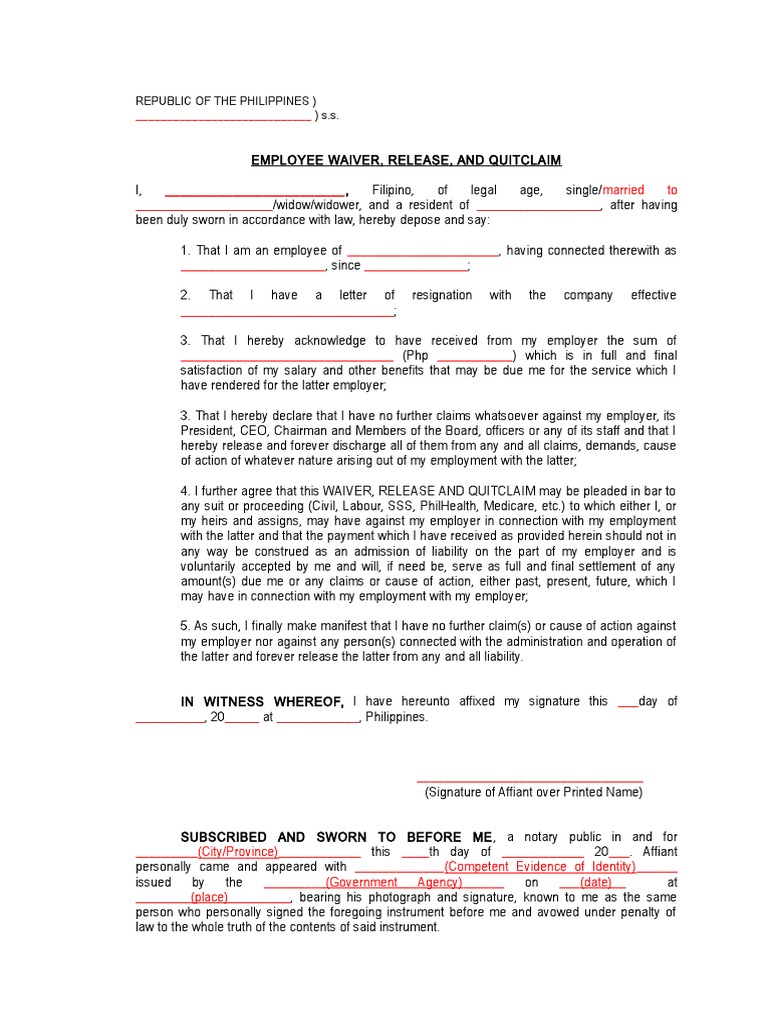 Employee Waiver | PDF | Employment | Virtue