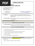 Curriculum Vitae: Chetan P. Kumbhani (Utility & Boiler Plant Operator)