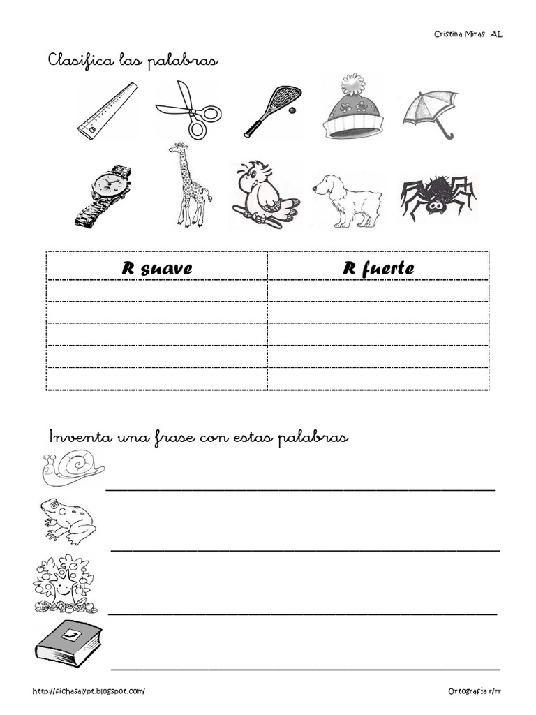 Actividades de Ortografía R Suave y Fuerte | PDF | Hogar, jardinería y ...
