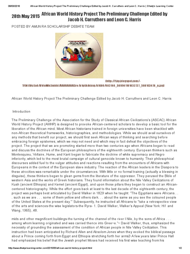 African World History Project Overview | PDF | World History | Bible