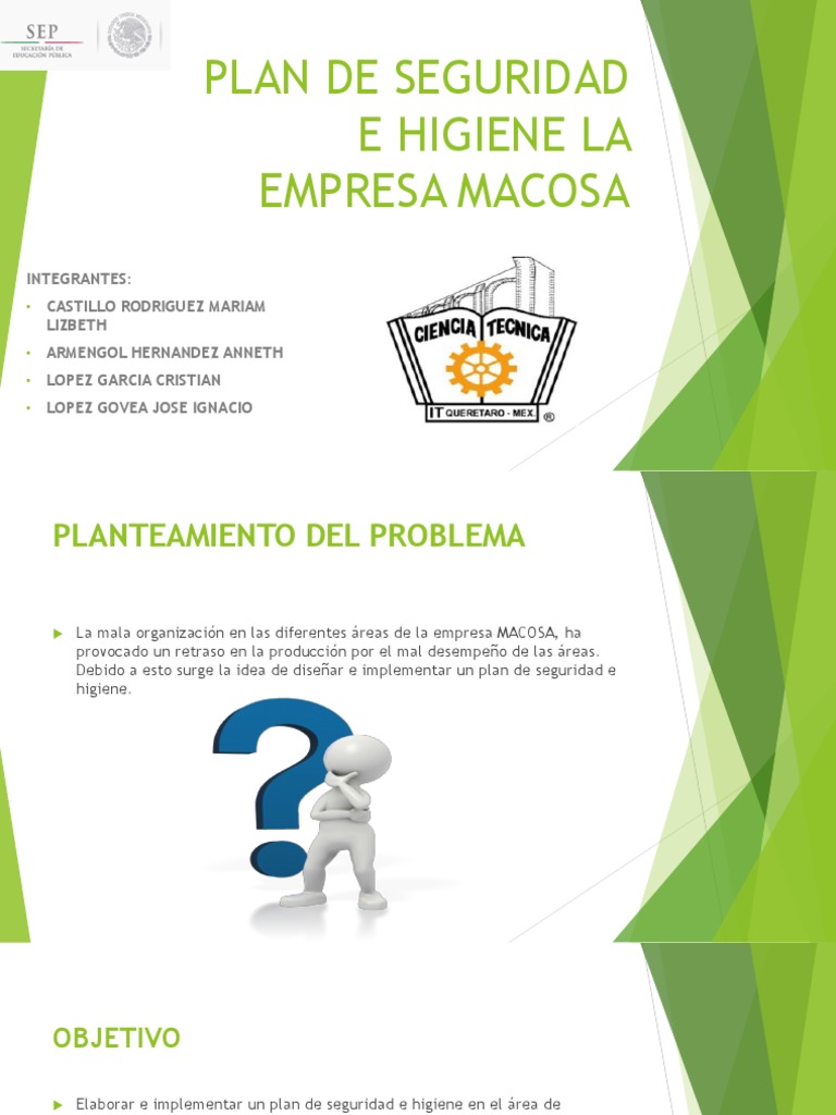 Plan de Seguridad e Higiene en MACOSA | PDF | Calidad (comercial ...