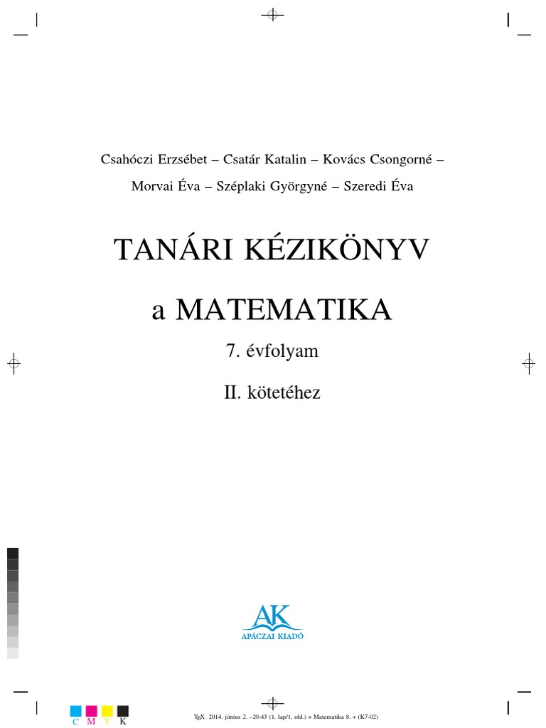 Tanári Kézikönyv A Matematika 7 Osztaly | PDF