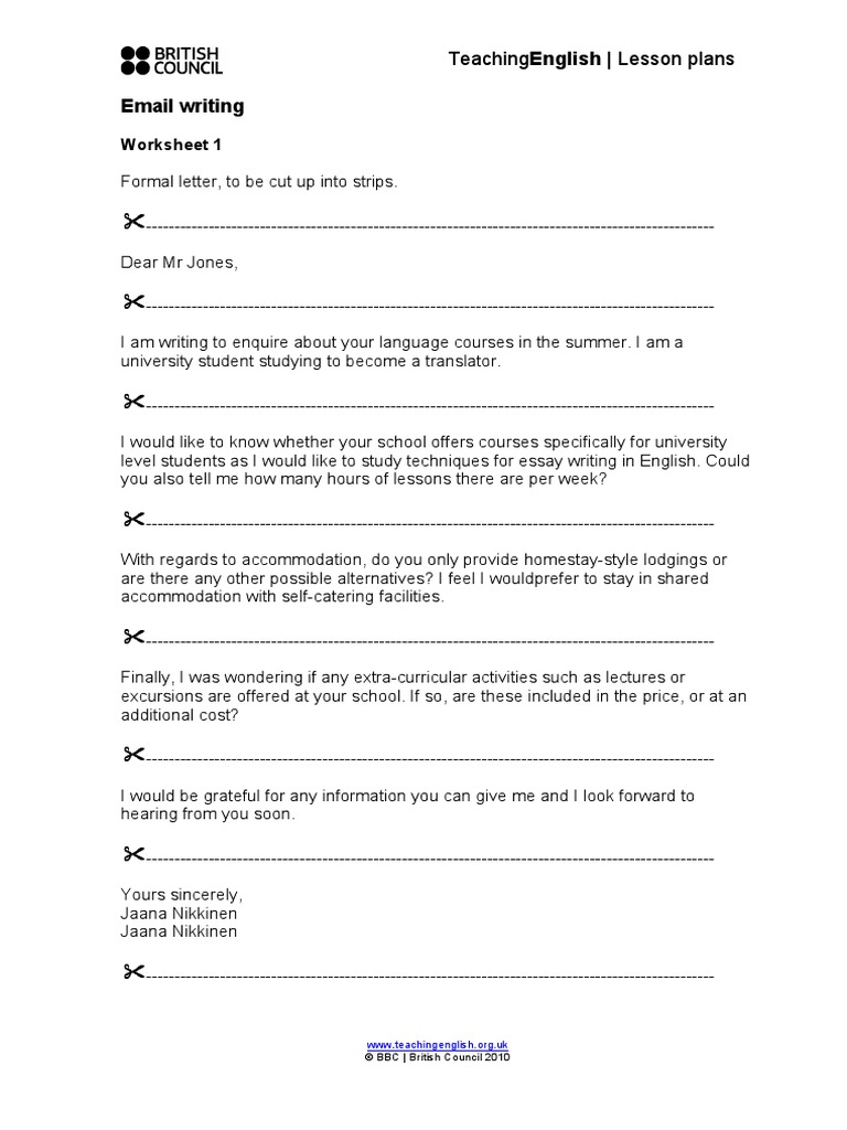 email writing worksheets pdf