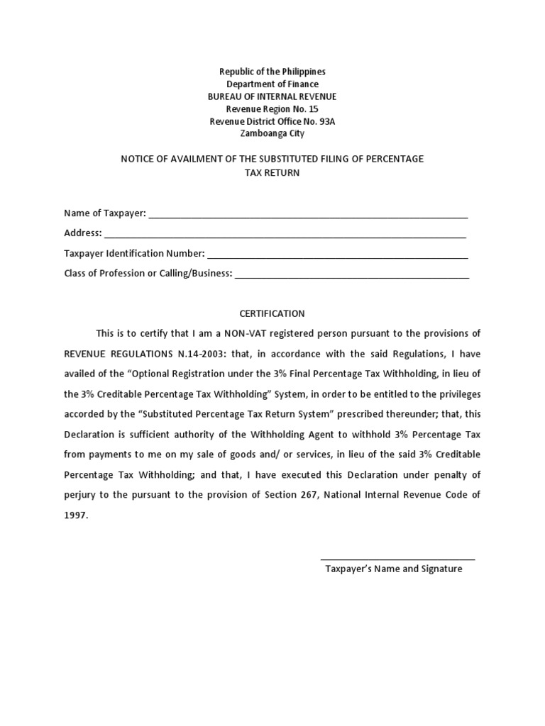 Republic of The Philippines Department of Finance Bureau of Internal ...