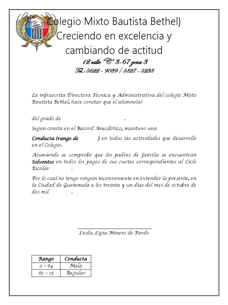 Carta de Buena Conducta PDF