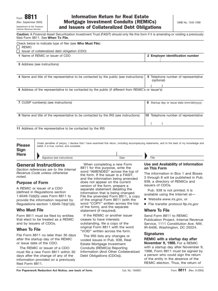 Information Return For Real Estate Mortgage Investment Conduits (Remics