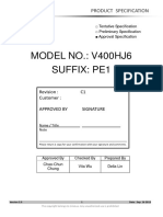 MODEL NO.: V400HJ6 Suffix: Pe1: Product Specification