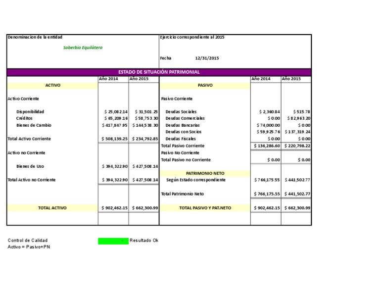 Soberbio Equilátero: Estado De Situación Patrimonial | Hoja de balance ...