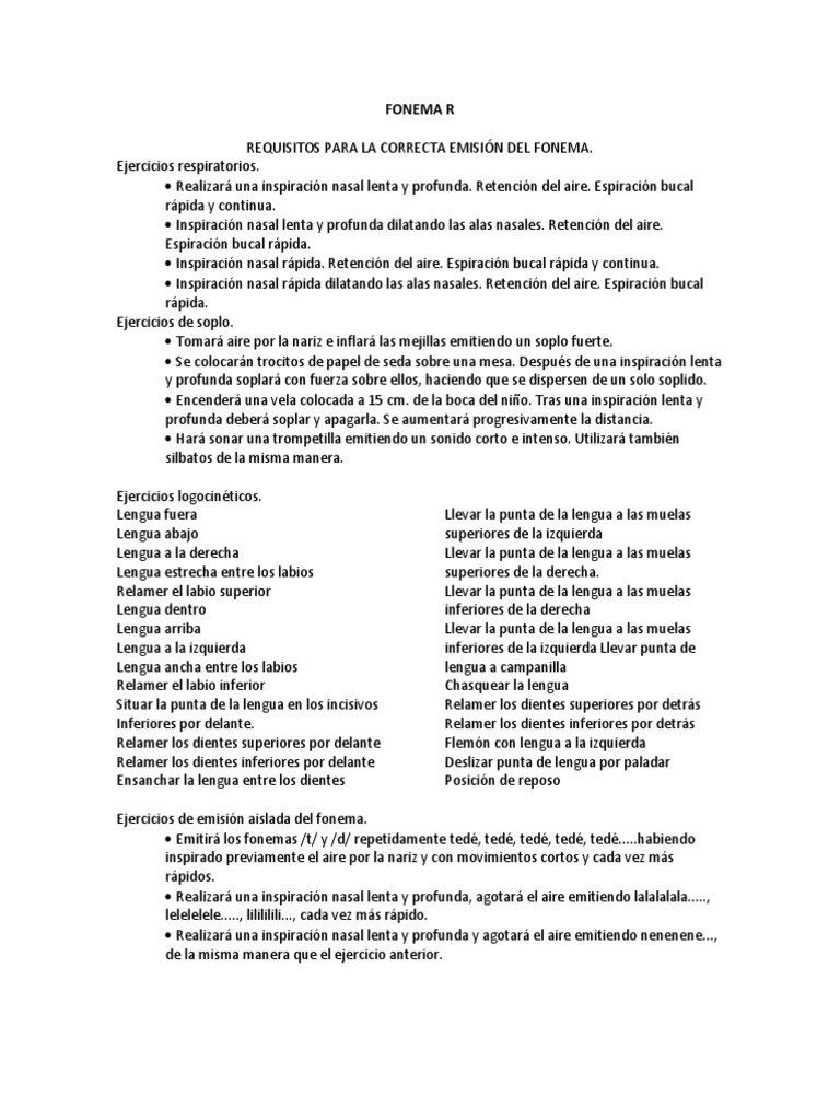 Actividades para el fonema R | PDF | Vocal | Anatomía humana