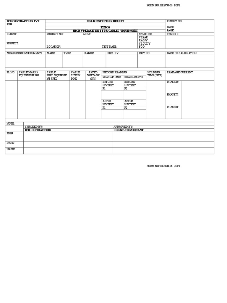 High Voltage Cable Inspection Report | PDF | Electrical Engineering ...
