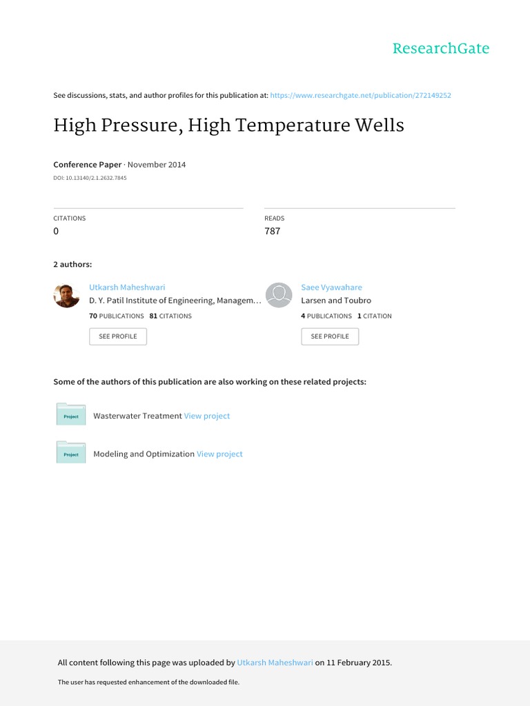 High Pressure, High Temperature Wells: November 2014 | PDF | Deepwater ...