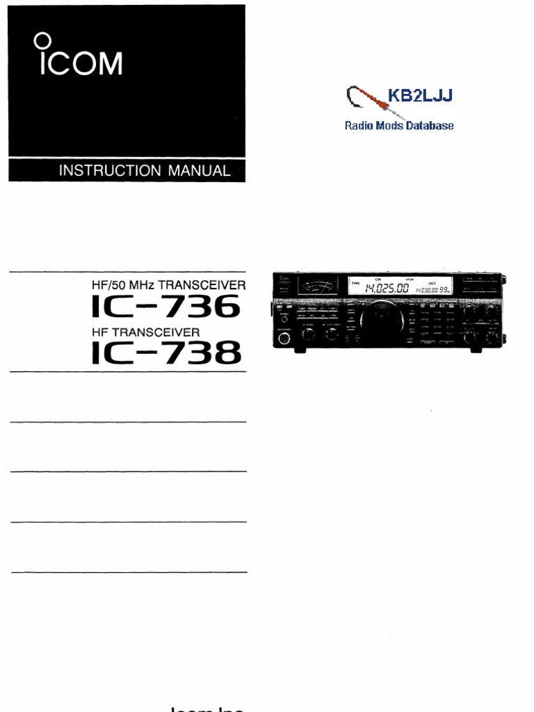 Manuel De Réparation ICOM IC-736 / IC-738 - Diagrammes Inclus - Livraison Numérique