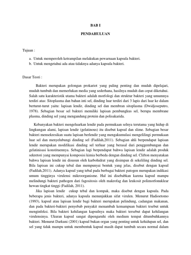 Dasar Teori Pewarnaan Kapsula Bakteri | PDF