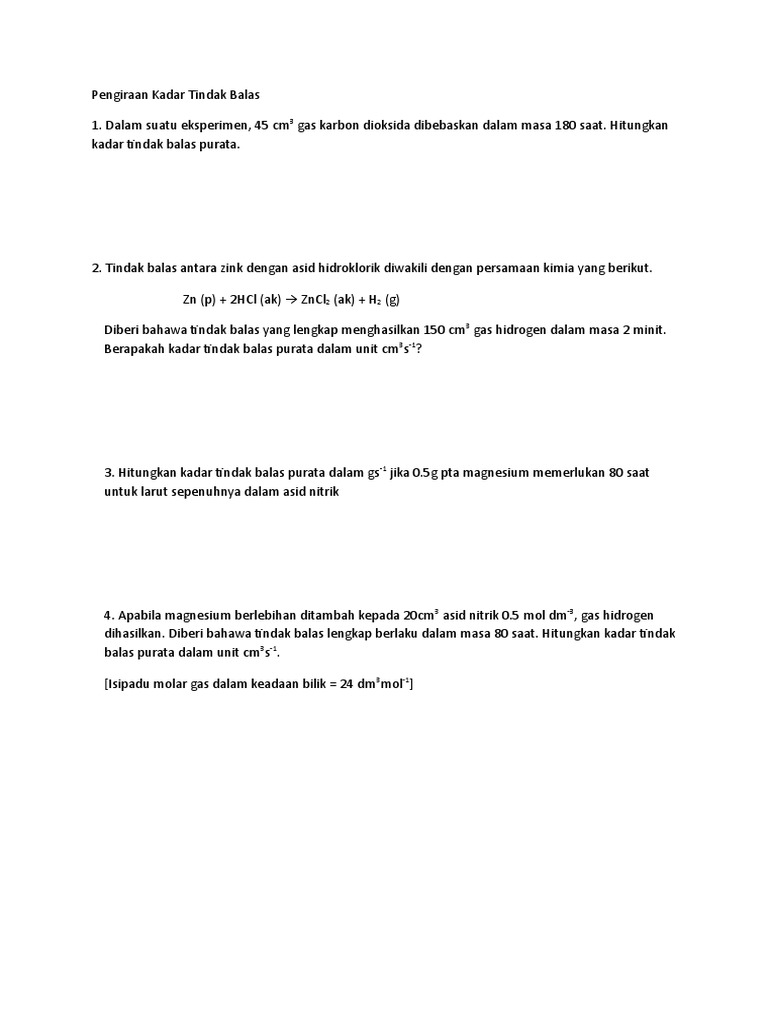 Latihan Pengiraan Kadar Tindak Balas Bab 1 Pdf