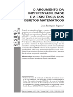 SIQUEIRA, J. O argumento da indispensabilidade e  a existência dos objetos matemáticos.pdf