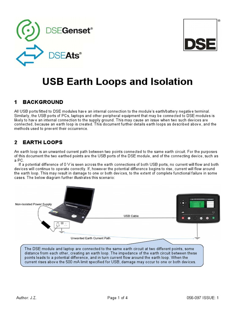 Preventing USB Earth Loops in DSE Modules | PDF | Usb | Electrical ...