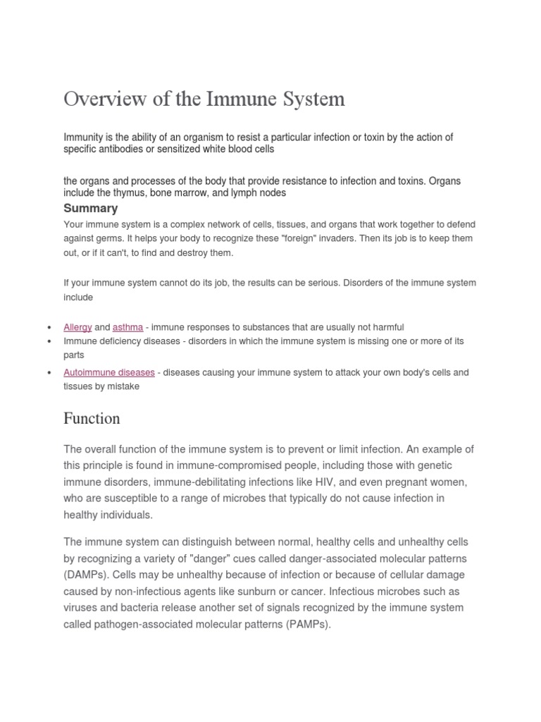 Overview of The Immune System | PDF | Immune System | Lymphatic System