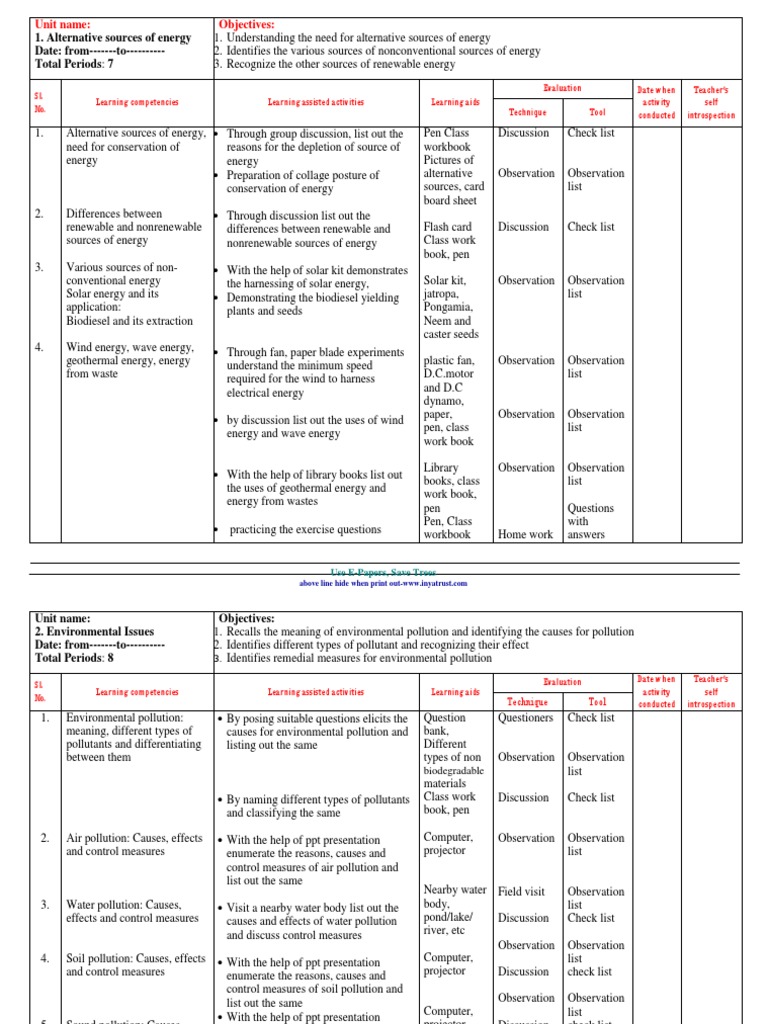 10th STD Science Lesson Plan Eng Version 2017-18 | PDF | Tissue ...