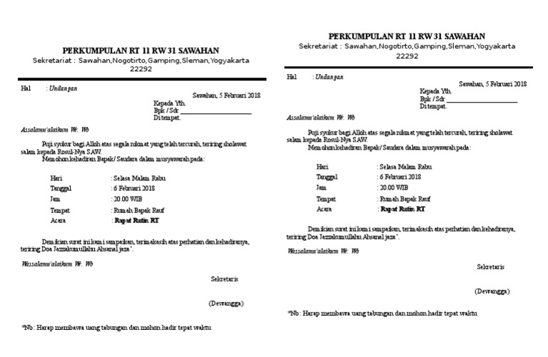 9900 Koleksi Contoh Undangan Rapat Rt Word Gratis Terbaik