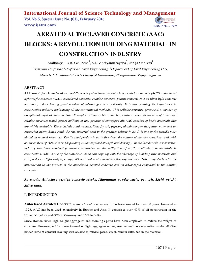 Aerated Autoclaved Concrete (Aac) Blocks A Revolution Building