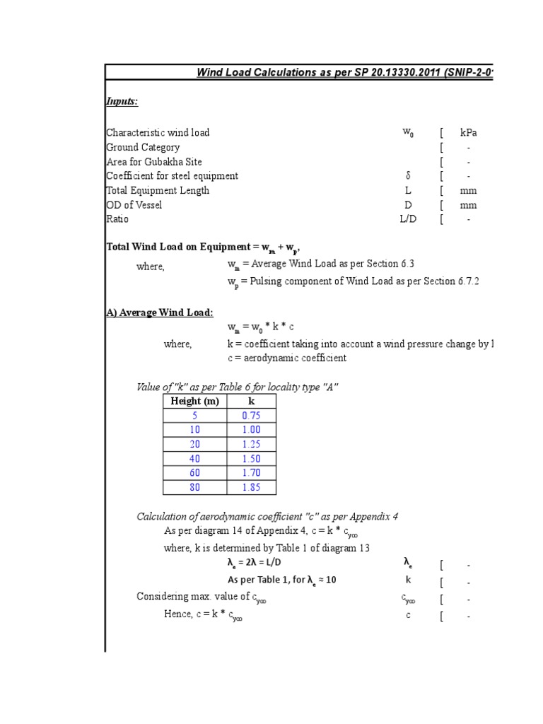 Wind Load Calculations per SP 20.13330.2011 | PDF | Applied And ...