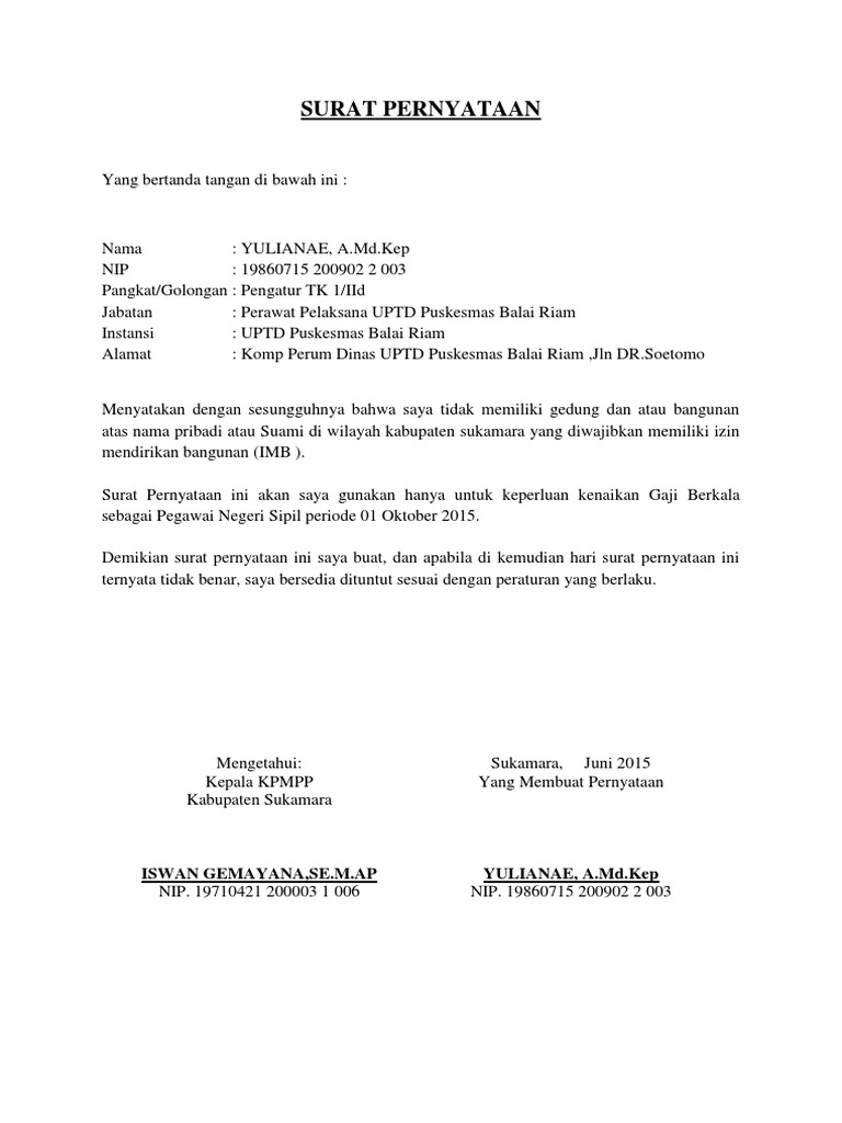 Surat Pernyataan Imb | PDF
