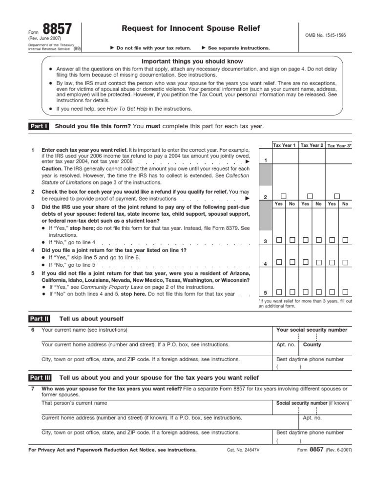 F 8857 | PDF | Internal Revenue Service | Tax Refund