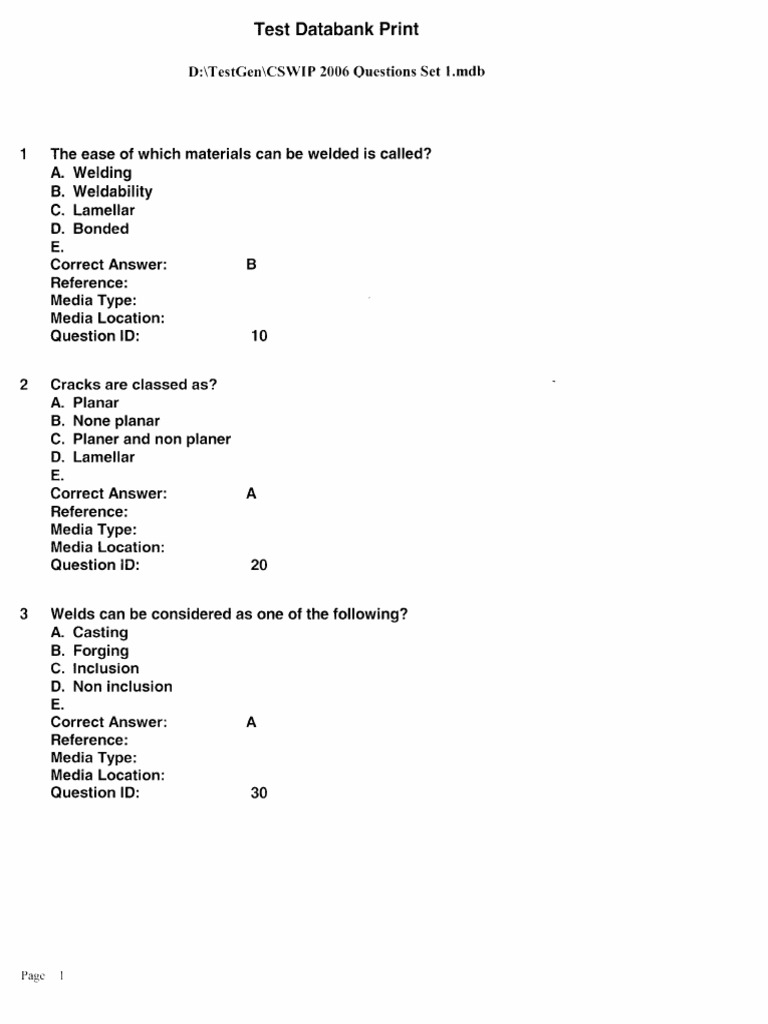 Cswip 3 1 Quiz PDF | PDF