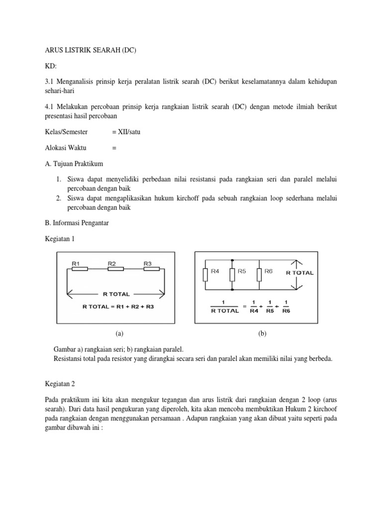 Lkpd Arus Listrik Searah Dc