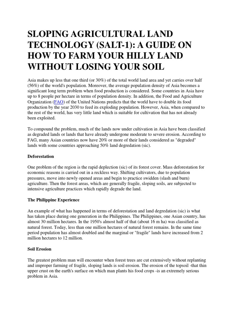Sloping Agricultural Land Technology Topsoil Soil Fertility