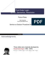 First-Order Logic - Syntax, Semantics, Resolution: Ruzica Piskac
