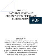 Title Ii Incorporation and Organization of Private Corporations