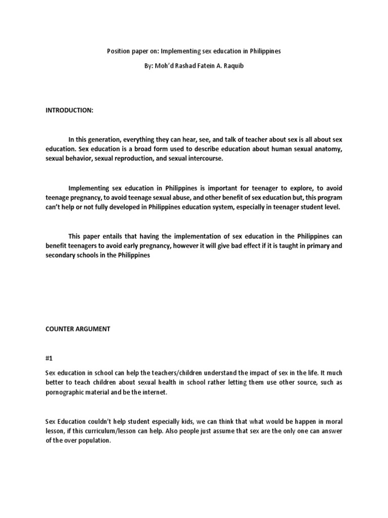 Implementing Sex Education In Philippines Sex Education Sexual Intercourse