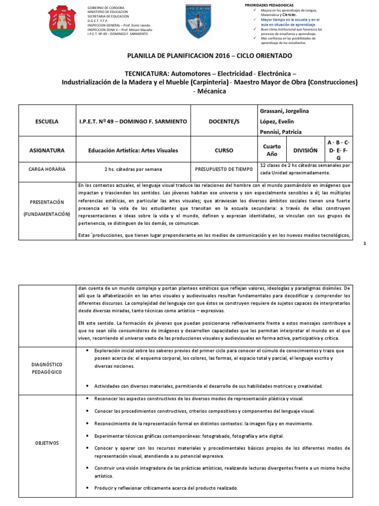Planificación de Artes Visuales Secundaria | PDF | Diseño | Color