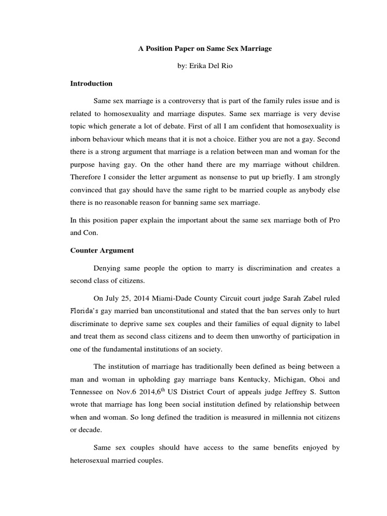 A Position Paper On Same Sex Marriage PDF Marriage Same Sex Marriage image