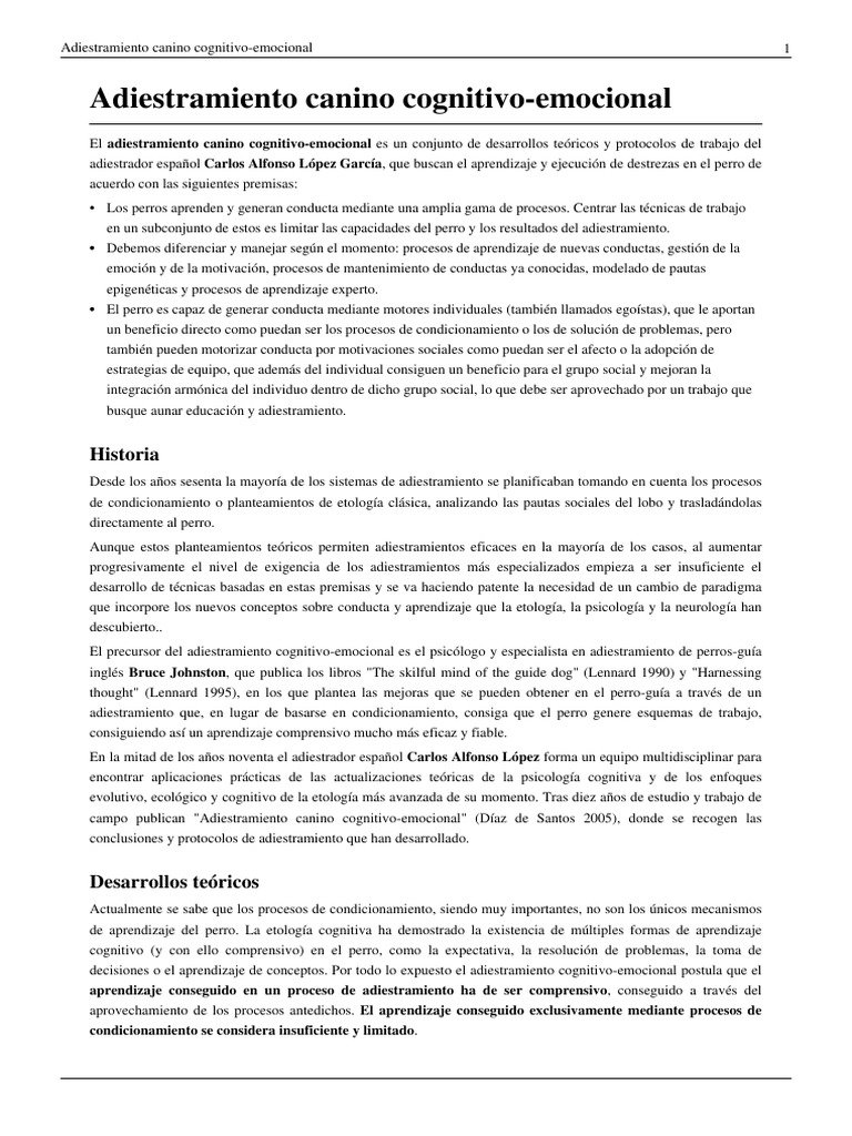 Adiestramiento Canino CognitivoEmocional PDF Perros Aprendizaje