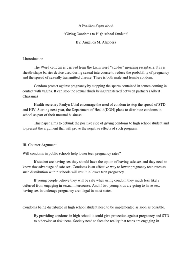 distribution condoms high schools essay