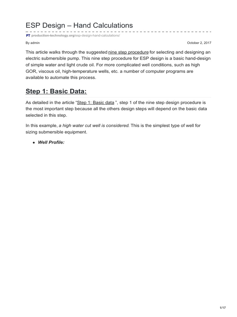 ESP Design Hand Calculations Guide | PDF | Barrel (Unit) | Transformer