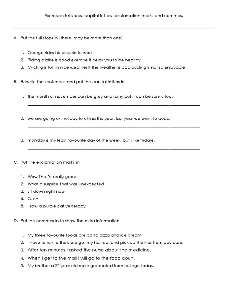 Exercises Punctuation | PDF | Self-Improvement | Lifestyle